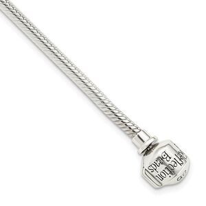 Sterling Silver 3mm Chain Snake Starter Bead Charm Bracelet, 9 Inch